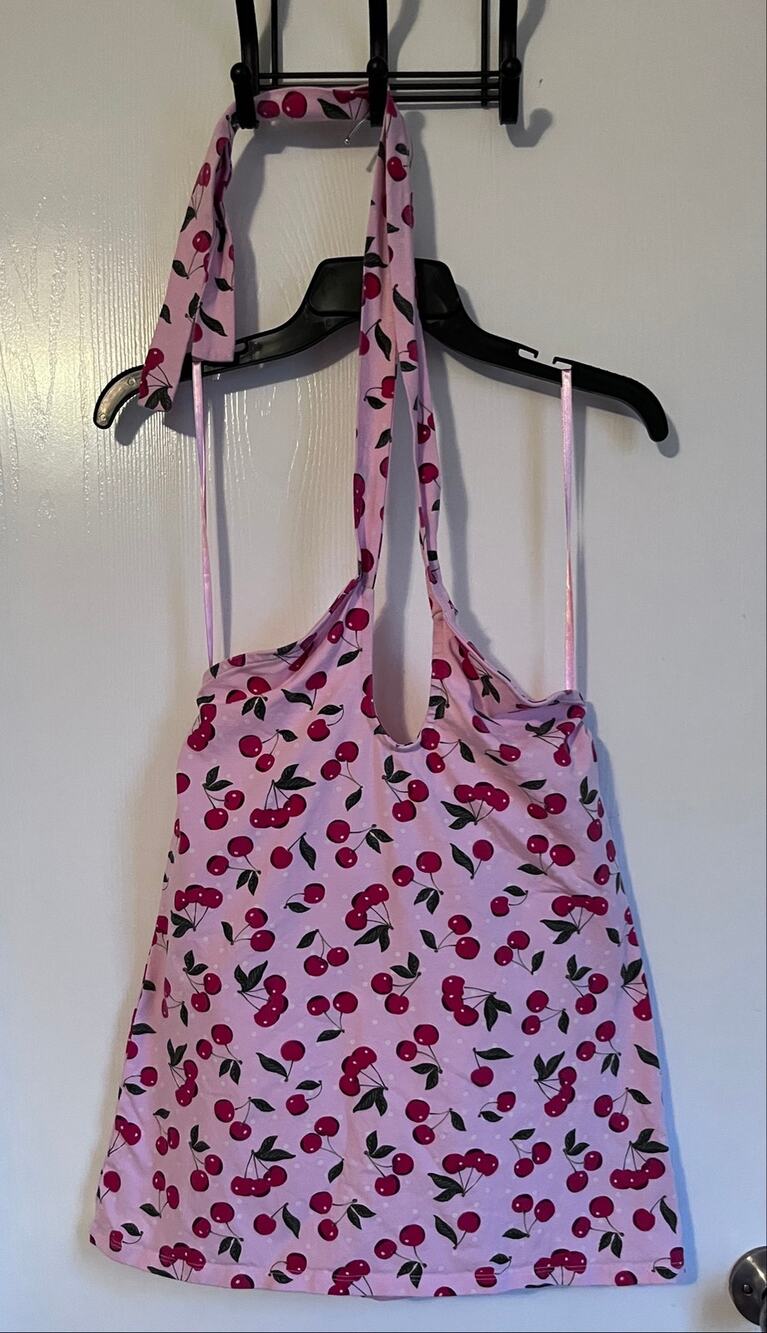 Torrid Retro Chic Pink Cherry Print Halter Top Sz 0 (Lg 12) Vintage Pinup 0072
